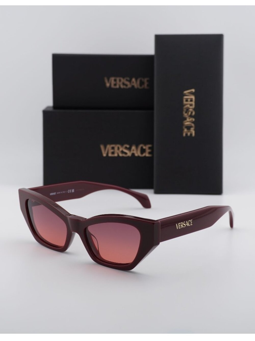 Versace VE4488U 551520 Cat Eye Sunglasses – Red / Pink to Violet